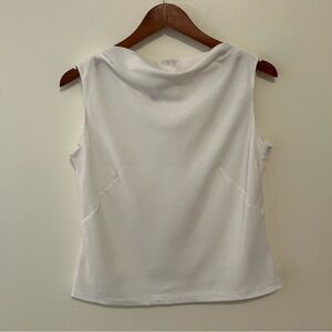 VTG Women’s Sz. S Polyester White Boatneck Button Vest Tank Preppy Minimalist